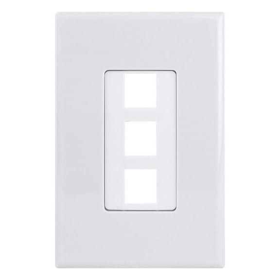 Construct Pro 3-Port Keystone Wall Plate with Screwless Face (Color: White)