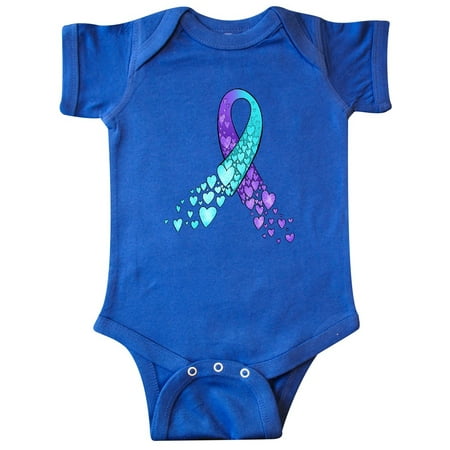 

Inktastic Suicide Prevention Ribbon with Blue and Purple Hearts Gift Baby Boy or Baby Girl Bodysuit