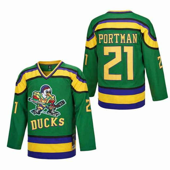 Ice Hockey Jersey Mighty Ducks 21 PORTMAN 96 CONWAY 66 BOMBAY Sewing Embroidery Outdoor Sportswear Jerseys Green Black White HUIFEIFEI