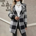 thumbnail image 6 of Tawop Flannel Long Sleeves Plush Womens Shirts Lapel Collar Plaid Loose Fit Outfits,Gray,Size 3XL, 6 of 7