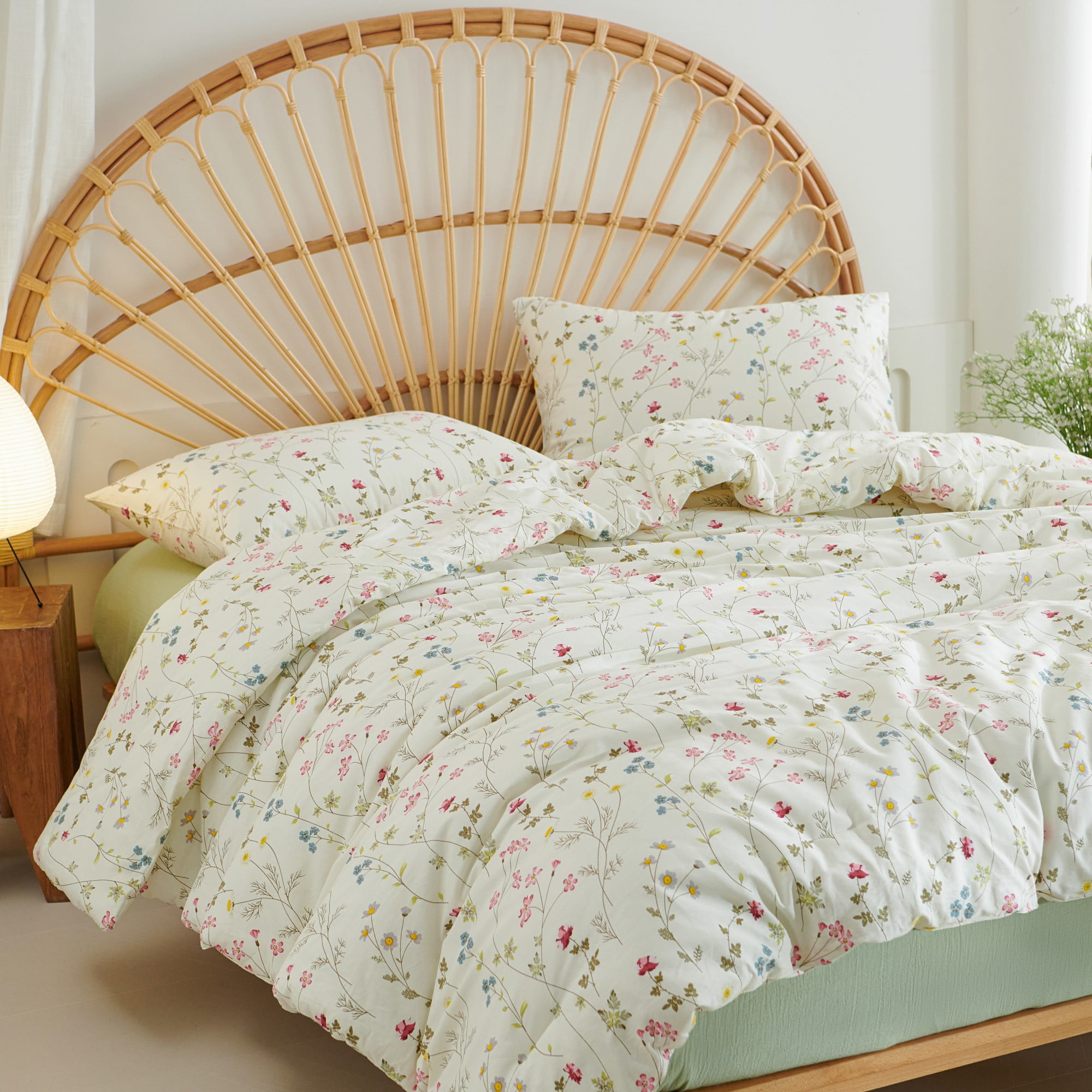 JOLUSERE 100% Organic Cotton Duvet Cover Queen Sets,3 Piece Soft Breathable Cotton Duvet Cover Sets,Creamy White