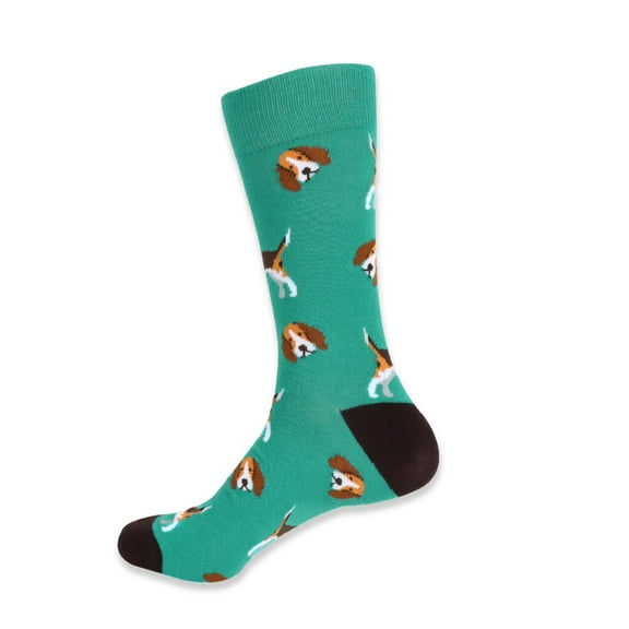 Urban-Peacock Men's Novelty Fun Socks - Beagles - Green - 1 Pair