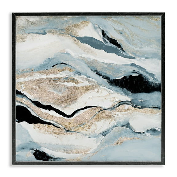 Stupell Industries Blue Natural Geode Pattern Abstract Painting Black Framed Art Print Wall Art, 12 x 12