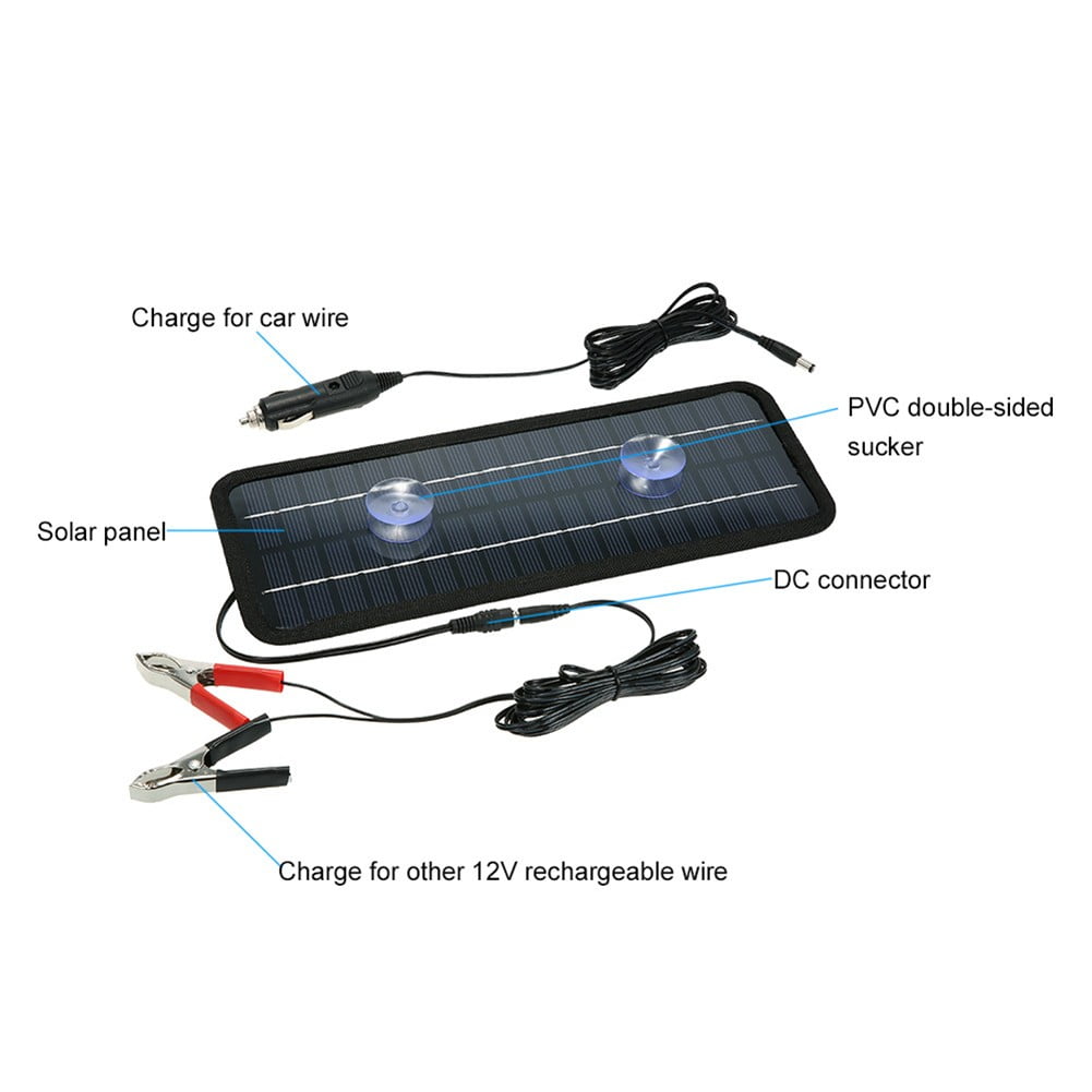 BUYISI 20W 18V DC Output Solar Panel Charger Used For Cars/Camping/Outdoor With Cigarette-Lighter Plug/Battery Charging Crocodile Clip