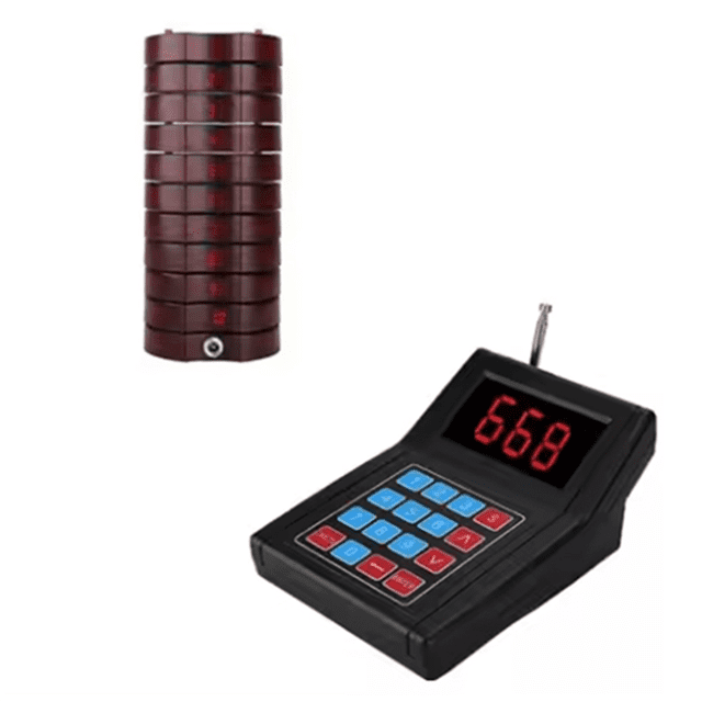 Wireless Restaurant Guest Table Vibrating Call Button Waiter Buzzer Service Calling System Coaster Pager US Plug
