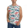 thumbnail image 3 of Uemuo Colorful Shark Pattern Men's Sleeveless T-Shirt,Muscle Athletic Tank Top, Moisture-wicking Quick-dry Breathable Classic Tee Top for Gym Run Outdoor Sports-Small, 3 of 8