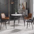 thumbnail image 3 of Magic Home 59” Black Sintered Stone Round Dining Table with 31.5” White Slate Round Turntable for 6 People with Black Sturdy Metal Legs, 3 of 6