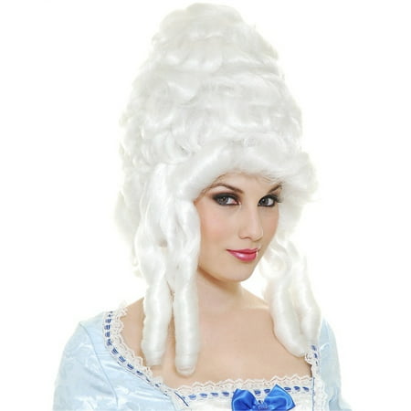 Tall Adult Womens White Curly Colonial Marie Maiden Antoinette Costume Wig