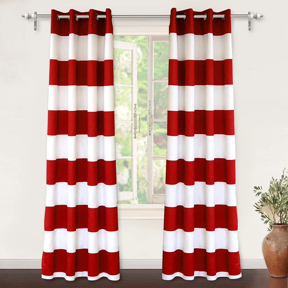 DriftAway Indoor and Outdoor Blackout Curtain Pair Grommet Red,White