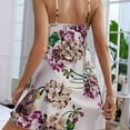 thumbnail image 4 of Xysaqa Women Sexy Nightgown Chemise Mini Slip Dress Floral Print V Neck Negligee Sleepwear Spaghetti Straps Sleepdress Ladies Lingerie Summer Savings, 4 of 7