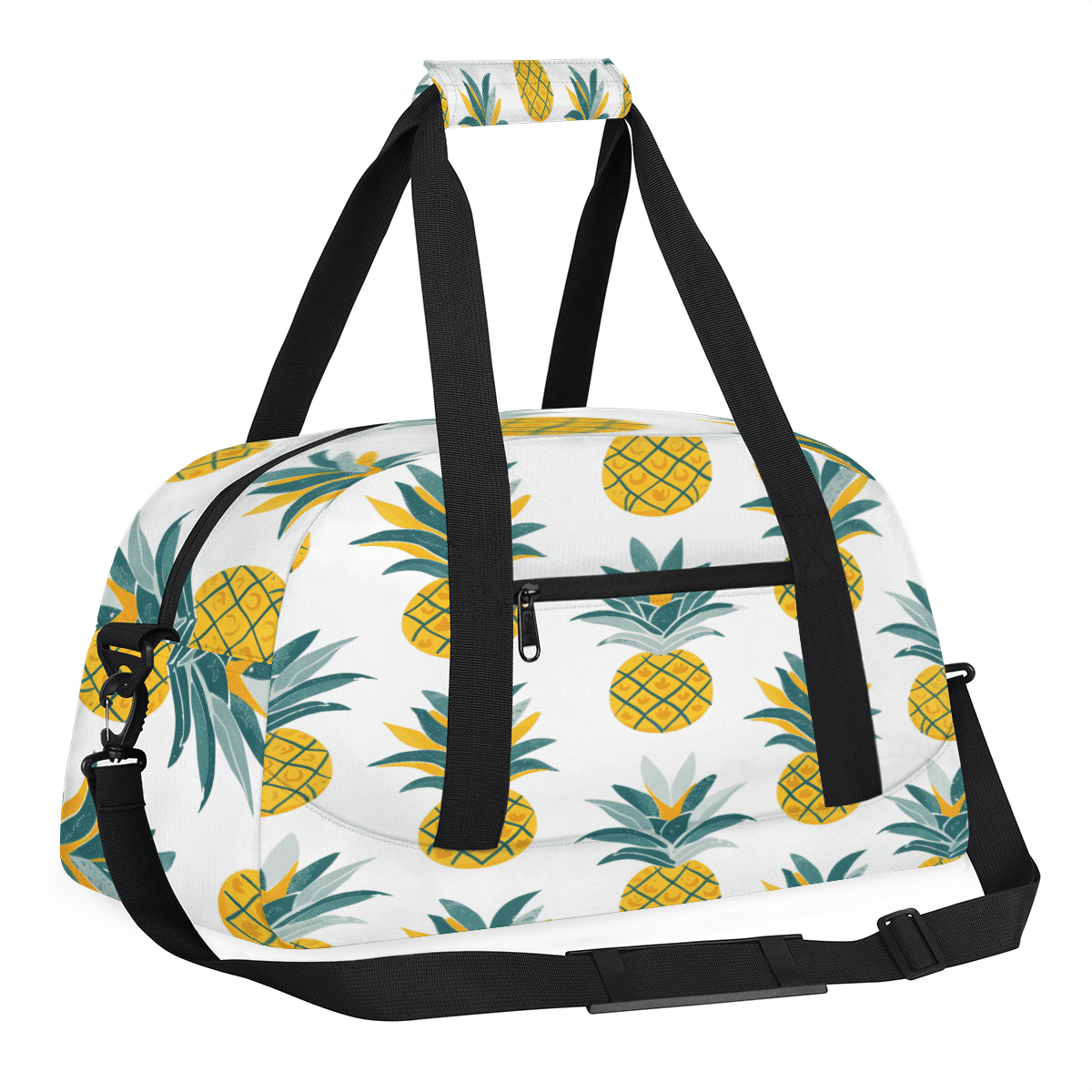 Herdesigns Tropical Pineapple Sports Duffle Bag for Women & Men, Hawaiian Pineapple Gym Bag Dance Bag Overnight Bag Carry On Weekender Travel Bag