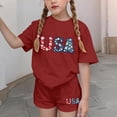 thumbnail image 3 of BFHHYA Girls 2-Piece Outfit Floral & Letter Print Short Sleeve Top Elastic Waist Shorts Set Casual Summer Set for Tween 3-15 Y, 3 of 5