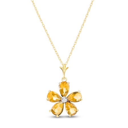 Galaxy Gold 14K Solid Gold Natural Diamond Pendant Necklace for Women - Yellow Gold Fine Jewelry