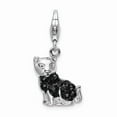 thumbnail image 1 of 925 Sterling Silver RH With Lobster Clasp Enameled Crystal Black Cat Charm Pendant; for Adults and Teens; for Women and Men, 1 of 1