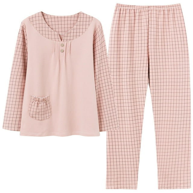 REDHOTYPE Mode Fantaisie Floral Pyjama Femmes Printemps Automne Maman Manches Longues Coton Col Rond Femmes Automne Grande Taille Homewear Costume