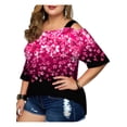 thumbnail image 3 of Gvmfive Womens Plus Size Short Sleeve Blouse Cold Shoulder Printed Tops, 3 of 4