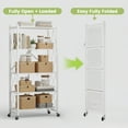 thumbnail image 4 of Folding Shelf on Wheels 5-Tier, Freestanding Metal Wire Storage Rack for Pantry Kitchen Garage, No Assembly Rolling Shelves Unit (White-2Pack), 4 of 9