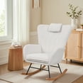 thumbnail image 3 of VECELO Rocking Chair Teddy Fabric Upholstered Nursery Chair, High Backrest Glider Accent Chair with Headrest, White, 3 of 12