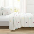 thumbnail image 6 of Lush Decor Rainbow Pom Pom And Stripes Quilt Set, 2 Piece Set, Twin XL, White & Rainbow - Fun & Colorful Kids Bedding Set - Rainbow Quilt For Teen Dorm Decor - Striped Quilt - Girls Bedroom Decor, 6 of 10