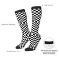 thumbnail image 5 of Knee High Socks for Women Checkerboard Black And White Long Tube Sock Uniform Socks, 5 of 7
