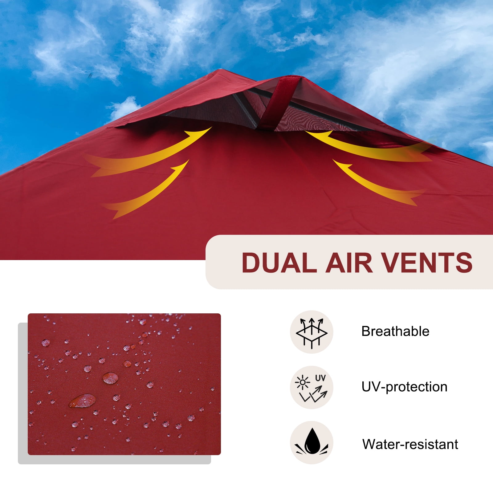 INTER HUT 8 x 5 Pop-up Grill Gazebo, Outdoor Portable BBQ Grill Patio Canopy, with Carrying Bag, Red