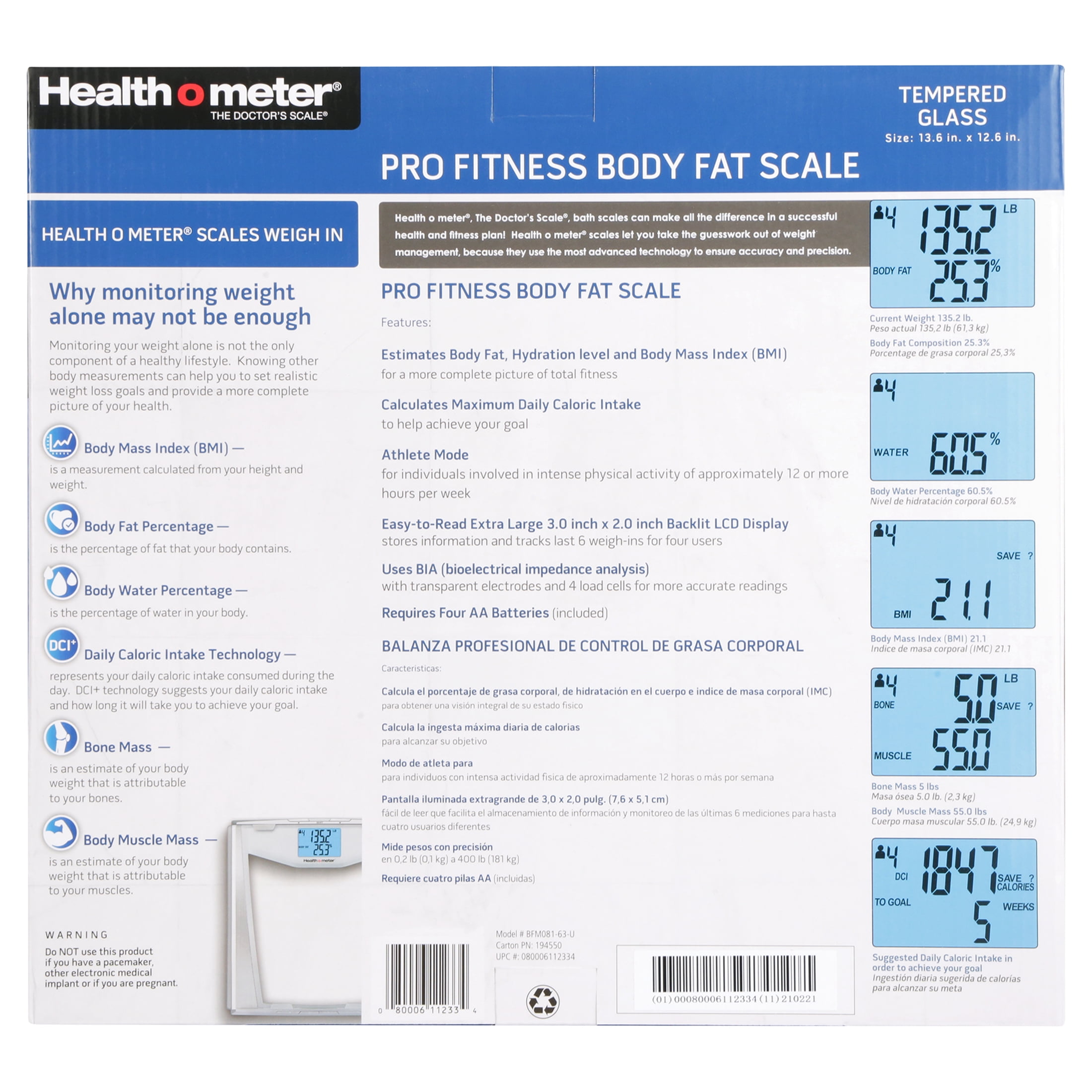 Health O Meter Weight Tracking Plus Scale Stainless Steel, 1.0 CT