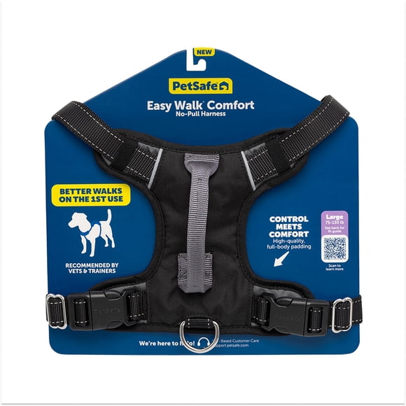 Arnés para perro PetSafe Easy Walk Comfort antitirones, talla grande, negro