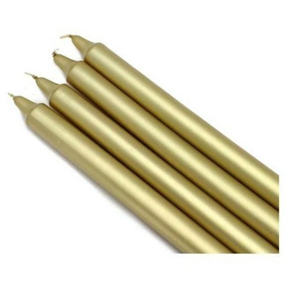 Zest Candle CEZ-105 10 in. Metallic Gold Straight Taper Candles -1 Dozen