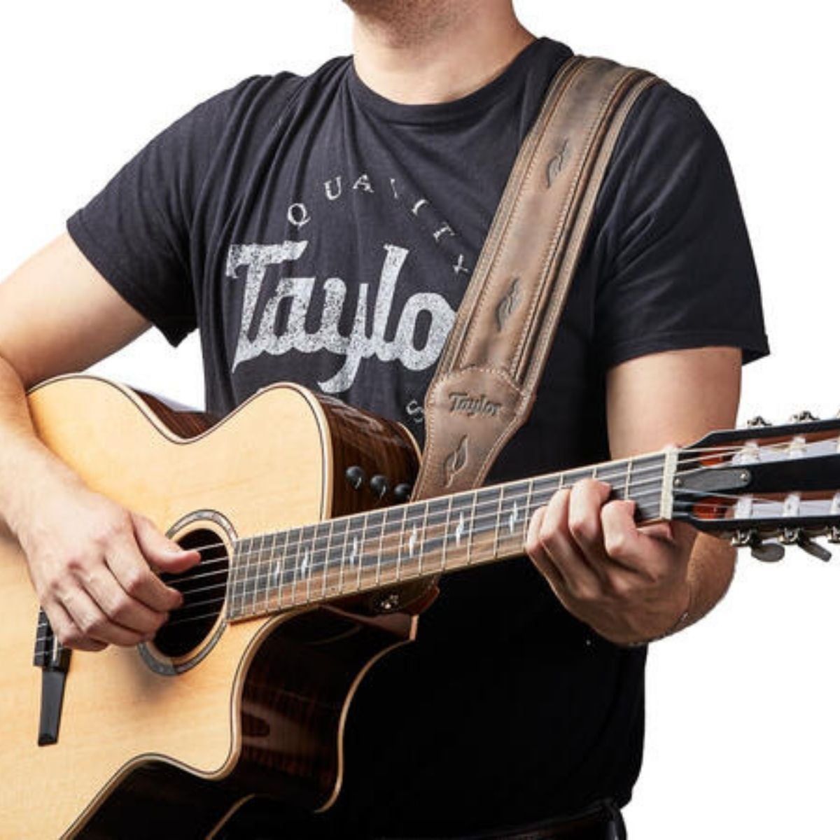 Taylor 2.5" Element Distressed Leather Guitar Strap - Dark Brown