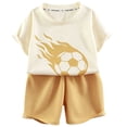 thumbnail image 4 of NAISIBABY Boys Summer Outfit Sets, Soccer Garphic Short Sleeve T-Shirt & Shorts 2-Piece Active Fit Casual Clothes Sets Yellow Size 8, 4 of 6