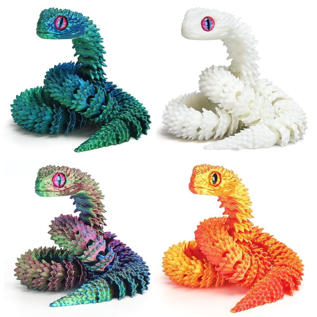 Toy uyrzwek, 4 unidades, 30 cm, serpiente impresa en 3D para decoración del hogar de niños