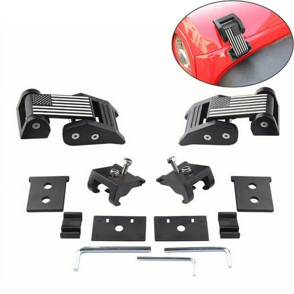SHAR Aluminum Hood Latches Compatible with 2007-2018 Jeep Wrangler JK JKU and 2018-2022 Jeep Wrangler JL JLU Gladiator JT