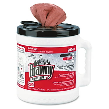 Brawny Premium Refillable Dry Wiper System 10 x 13 Orange 200/Can 2 Cans/Carton 20040