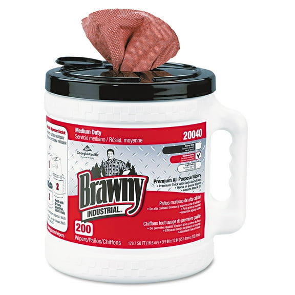 Brawny Premium Refillable Dry Wiper System 10 x 13 Orange 200/Can 2 Cans/Carton 20040