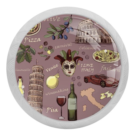 4PCS Round Venice Wine Carnival Cabinet Fluorescence Knob Glowing in the Dark Furniture Drawer Pulls Handle with Screws