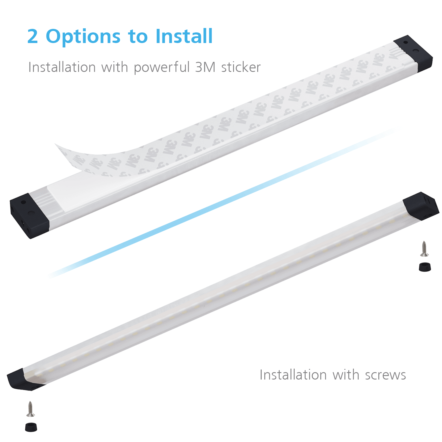 EShine 3 Extra Long 20 inch Panels LED Dimmable Under Cabinet Lighting Kit Hand Wave Activated Warm White Touchless Dimming Control 3000K 