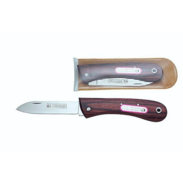Folding Fruits Knife With Wine colored handle w/ Pouch KC085