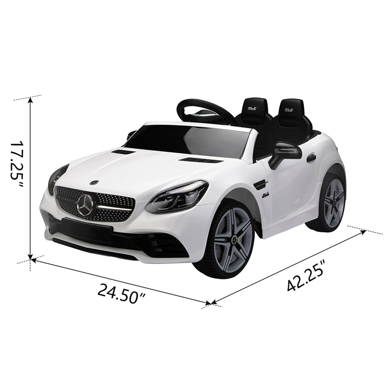 CIPACHO Licensed Benz, 12V Electric Kids Ride On Car for Ages 3-6, LED Head Lights, Safe Belt, Double Doors, 2 Speeds, White