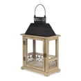 thumbnail image 2 of Farol rectangular de madera y metal marrón con portavelas Cheung, 2 of 7