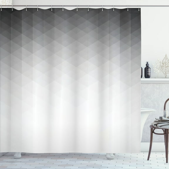 Ambesonne Geometric Shower Curtain, Ombre Geometric Print Art, 69"Wx70"L, Pale Grey