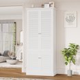 thumbnail image 4 of Homfa Linen Cabinet, 70.9"H Coastal Bathroom Storage Cabinet with 4 Louvered Doors, White, 4 of 9