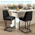 thumbnail image 4 of HomeZeer Counter Height Bar Stools Set of 2, Bar Stools with Back and Sliver Metal Frame, 24" Barstools with Footrest, Upholstered PU Leather Counter Stool Chairs for Kitchen Island,Black, 4 of 7