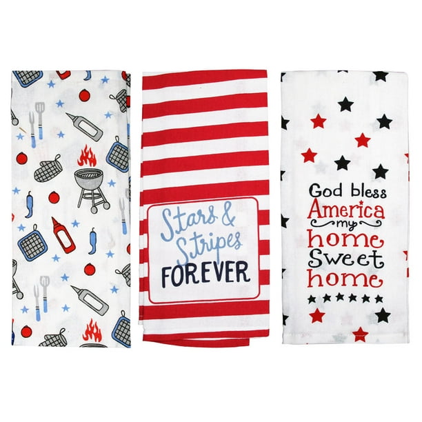 Patriotic Kitchen Towels Set 4th Of July Kitchen Towels Americana Dish Towels Set Of 3 For Kitchen Walmart Com Walmart Com