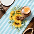 thumbnail image 3 of Sunflower Table Runner 90 Inches, Summer Botanical Yellow Floral Blue Striped Bed Runner Dresser Scarves Tabletop for Indoor Outdoor Parties/Ceremony/Banquet, 13" x 90", 3 of 9