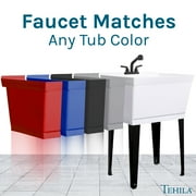 Utility Sink Dual-Handle Universal ABS Plastic Pull-Out Faucet in Black