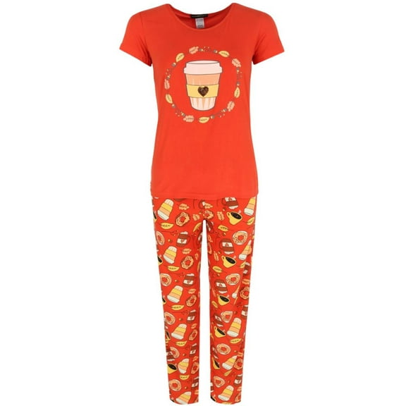 Not a Morning Person Pumpkin Spice Short Sleeve Pajama Set (Women)