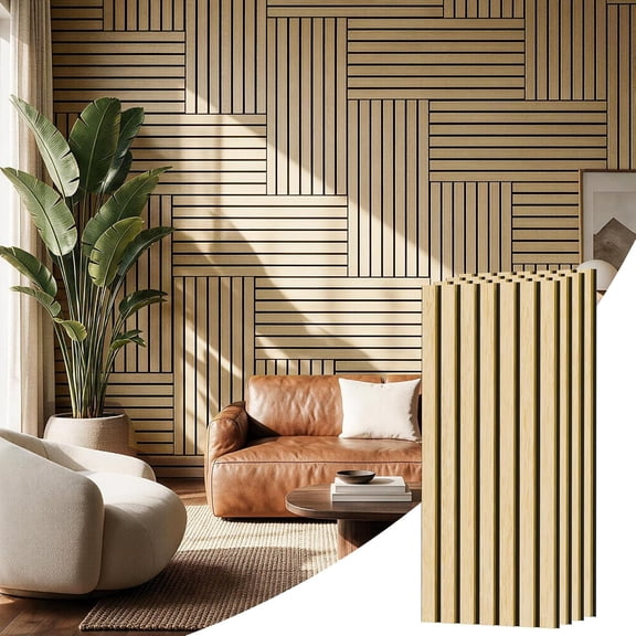Acoustic Slat Wall Panels, 4 Pack 23.6"x11.8" Oak