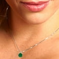thumbnail image 4 of Clara Pucci 14K White Solid Hypoallergenic Gold 1Ct Emerald Round Brilliant Cut Solitaire Designer Necklace Pendant For May, 4 of 6
