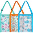 thumbnail image 1 of 3 Pack Beach Mesh Bag Kids Shell Collecting Bag Beach Sand Toy Totes for Holding Beach Shell,Toys Multicolored, 1 of 4
