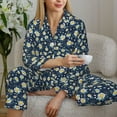 thumbnail image 4 of Goofa Daisy Floral B Printed Women’s 2 Piece Pajama Set Super,Pajamas Women's Long Sleeve Sleepwear Soft Button Down Loungewear Pjs Lounge Set Nightwear-Medium, 4 of 9